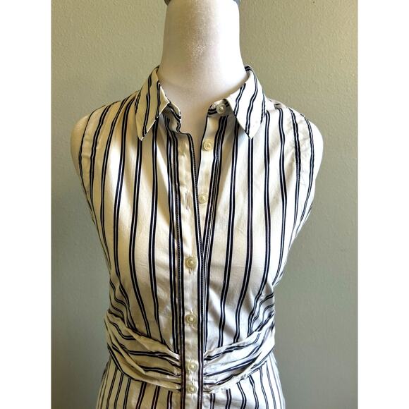 Banana Republic striped Tiered Midi Dress XS/S Button Down Preppy Nautical Sz 0 - Picture 11 of 11